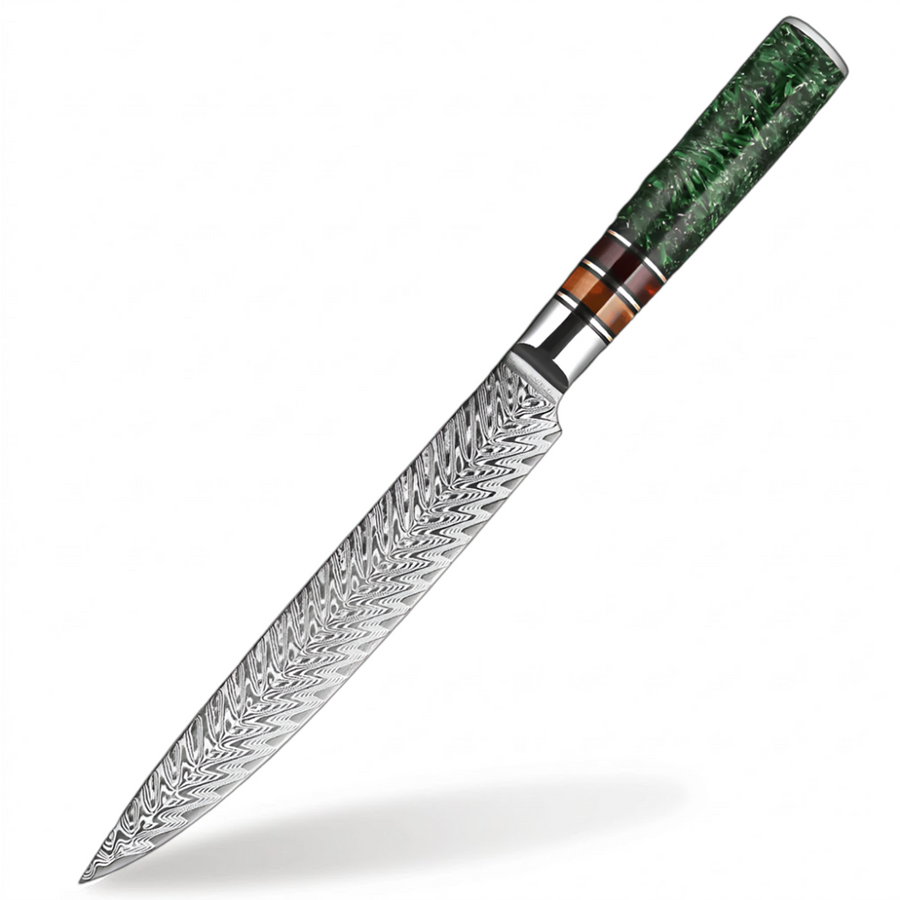 8-Piece VG10 Damascus Knife Set with Green Resin Handle - 8-Inch Slicing Knife product image