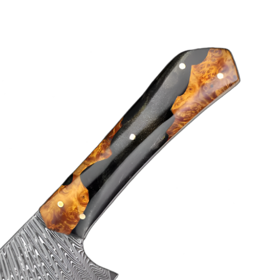 5-Piece Full Tang VG10 Damascus Knife Set with Black Resin and Wood Handle VG10 Damascus kitchen knife set gallery image 7