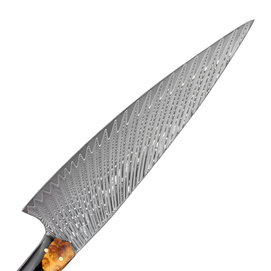 5-Piece Full Tang VG10 Damascus Knife Set with Black Resin and Wood Handle VG10 Damascus kitchen knife set gallery image 9