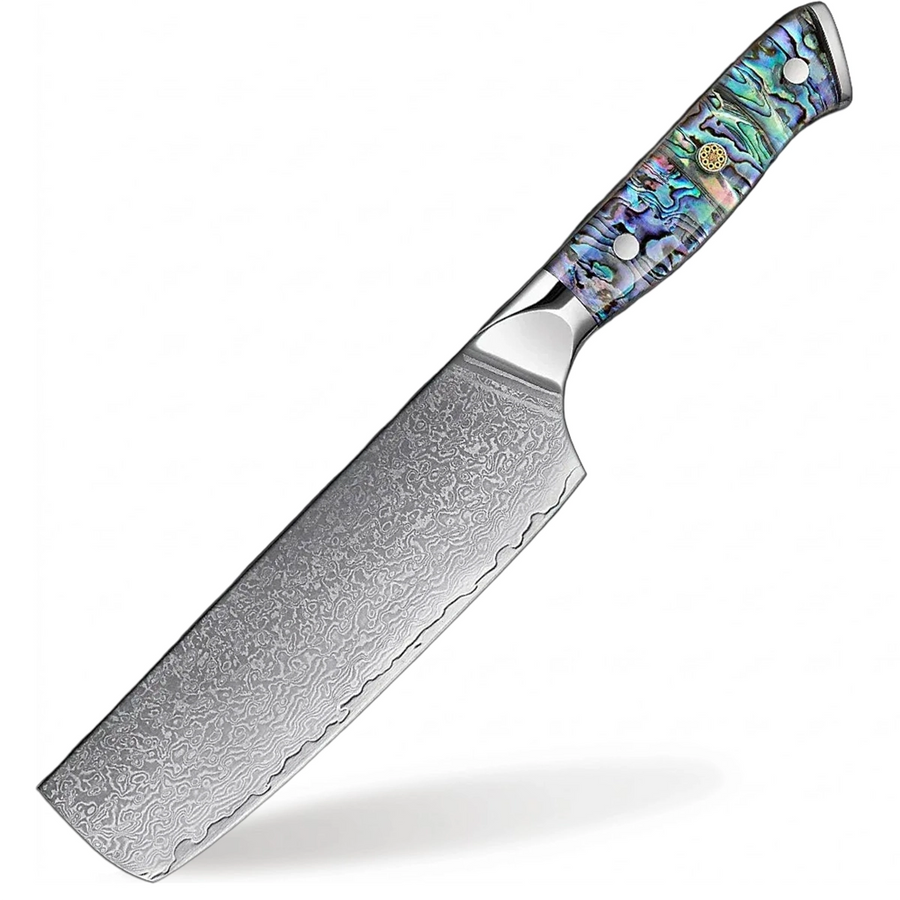 9-Piece VG10 Damascus Knife Set with Abalone Shell Handle - 7-Inch Nakiri Knife product image