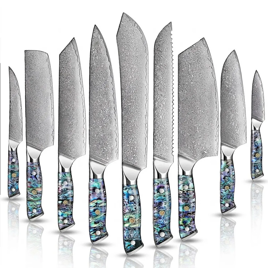 9-Piece VG10 Damascus Knife Set with Abalone Shell Handle - 9-Piece Knife Set product image
