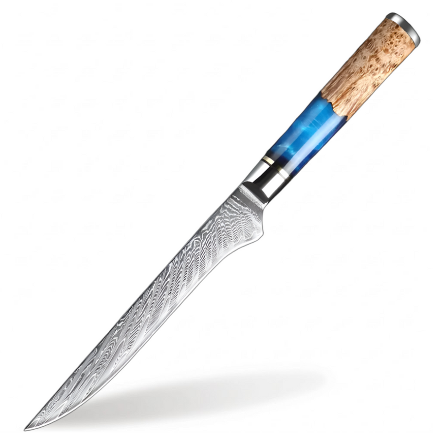 9-Piece VG10 Damascus Knife Set with Blue Resin and Wood Handle - 6-Inch Boning Knife product image