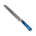 Japanese Damascus Print Epoxy Sapphire Bread Knife 20cm – Serrated Kitchen Knife