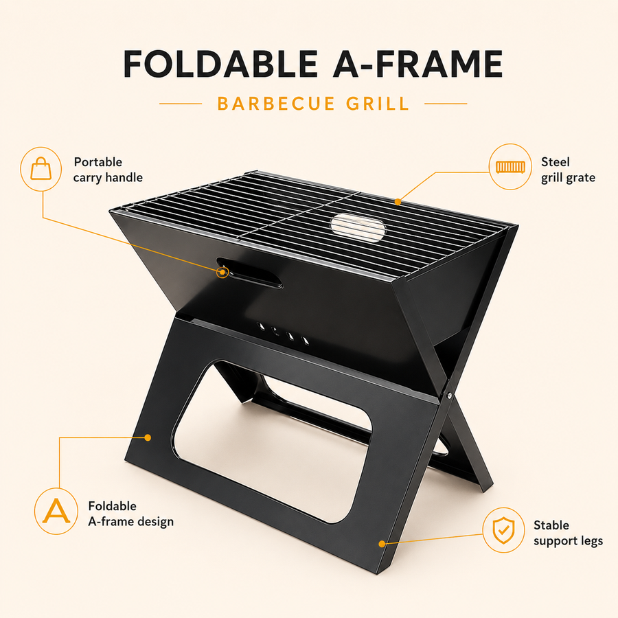 Foldable Portable Charcoal Barbecue Grill
