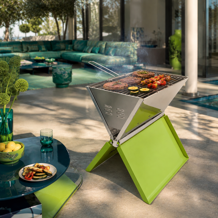 Notebook Folding Charcoal Grill – Slim Portable BBQ for Camping & Patios (3–5 People)