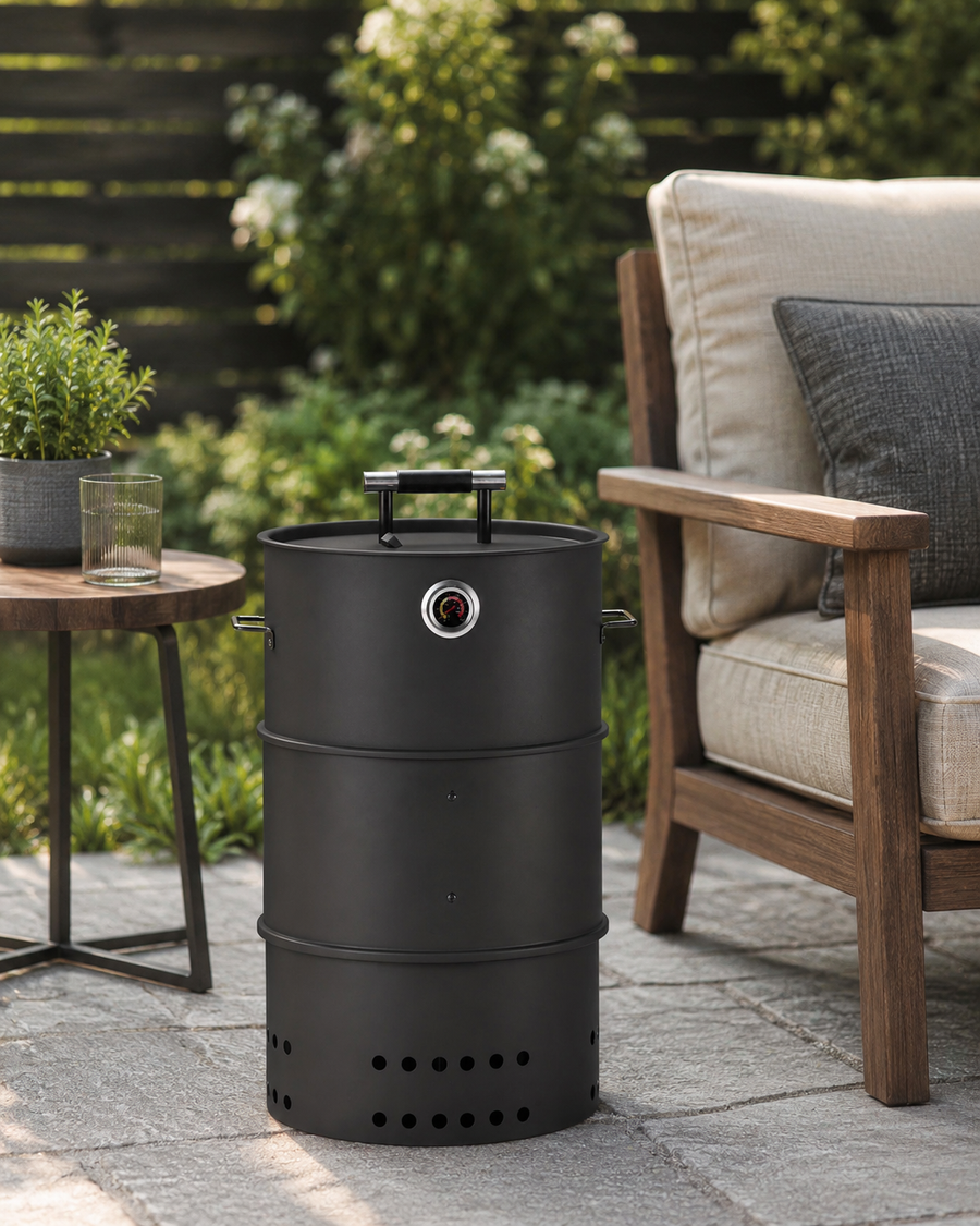 Vertical Charcoal Smoker & Grill Combo – 18.5" Barrel BBQ Smoker with Hanging Rack