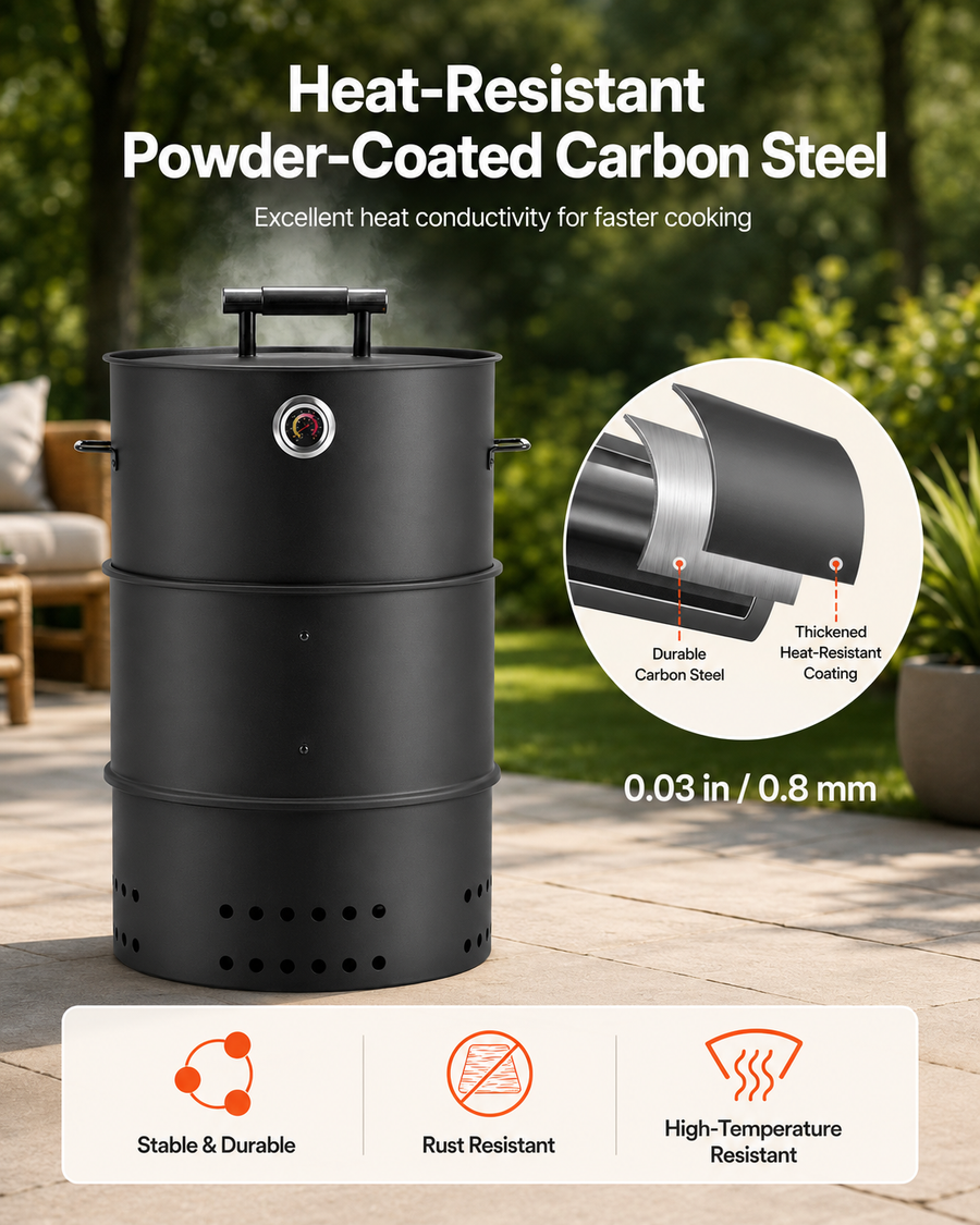 Vertical Charcoal Smoker & Grill Combo – 18.5" Barrel BBQ Smoker with Hanging Rack