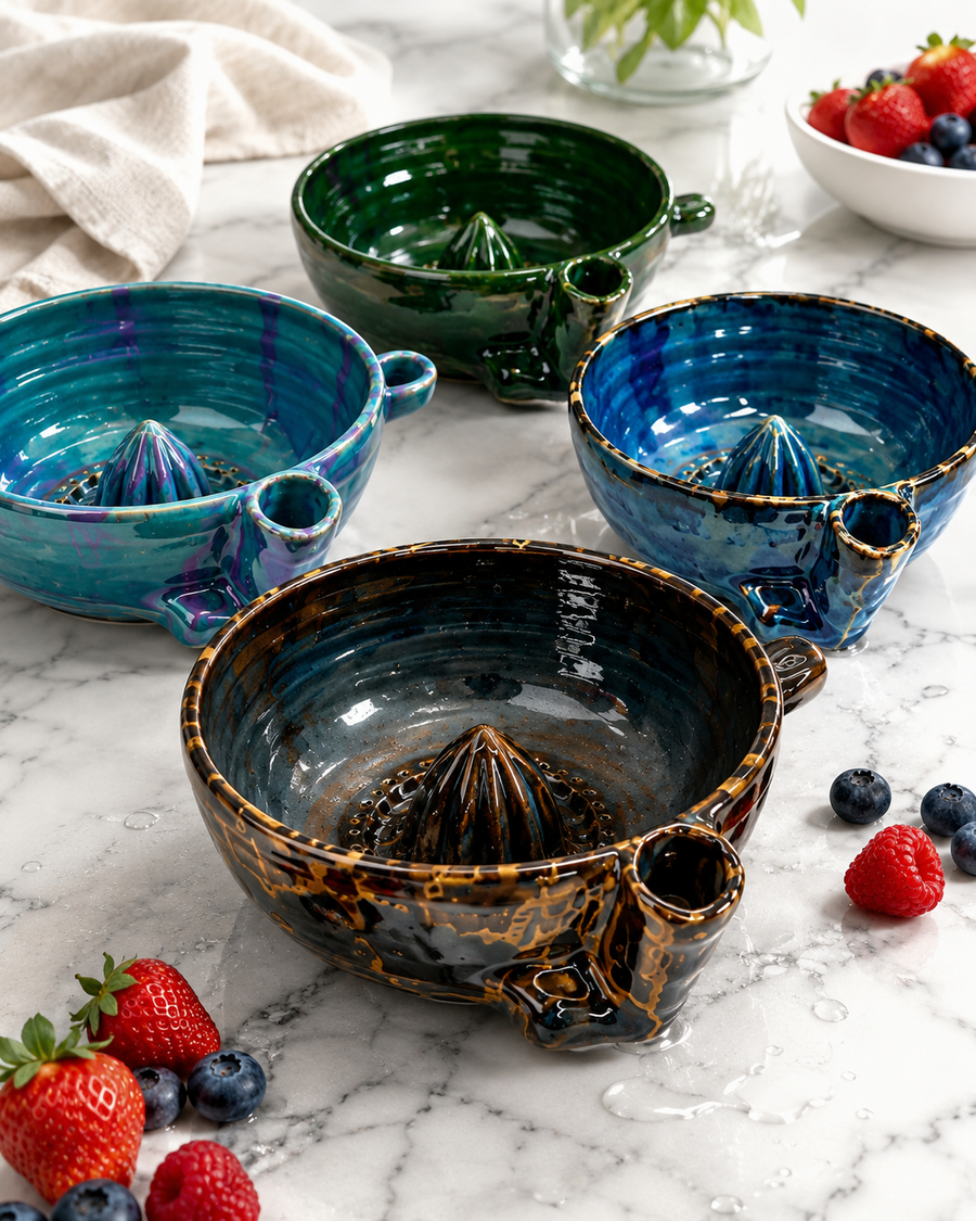 Ceramic Berry Bowl with Draining Spout – Wash, Strain & Serve Fruit