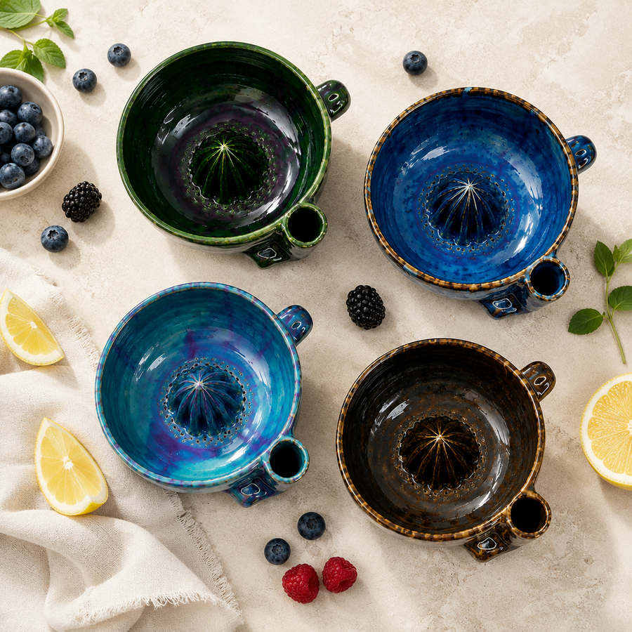 Ceramic Berry Bowl with Draining Spout – Wash, Strain & Serve Fruit