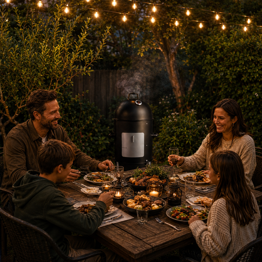 3-Layer Vertical Charcoal Smoker – Round Barrel BBQ Smoker & Grill