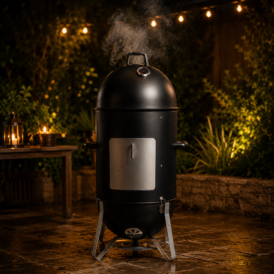 3-Layer Vertical Charcoal Smoker – Round Barrel BBQ Smoker & Grill
