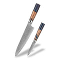 2-Piece VG10 Damascus Knife Set with Blue Honeycomb Resin Handle