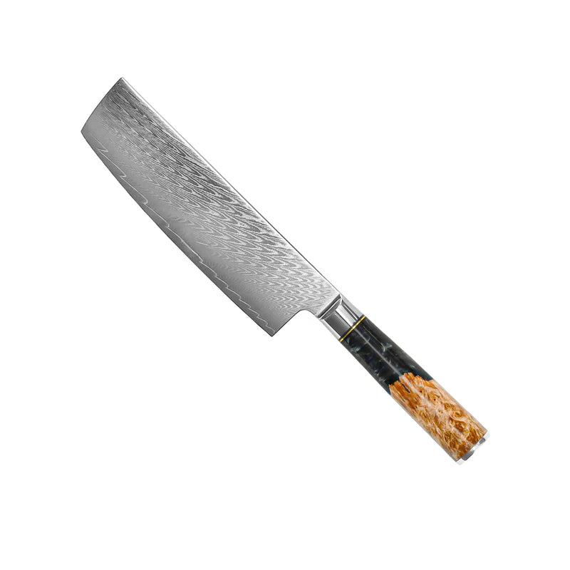 Epoxy Onyx Damascus Nakiri Knife 18cm