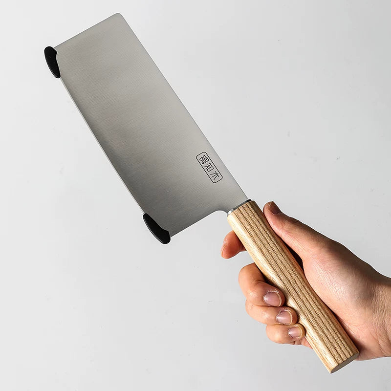 Compact Santoku Kitchen Knife with Ash Wood Handle product photo 4