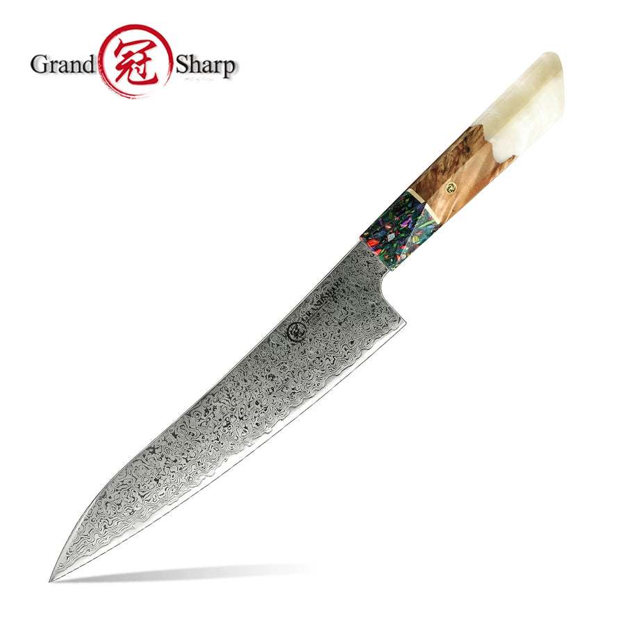 67-Layer Damascus Steel Knife Set – AUS-10 Japanese Kitchen Knives, White Resin Handle - product image 4