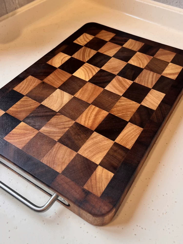 Checkerboard Ebony Wood Cutting Board – Small, Medium & Large - Medium product photo 2