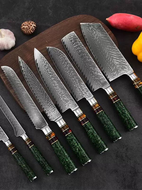 Damascus Pattern Kitchen Knife Collection – Individual Knives - Chef Knife product photo 1