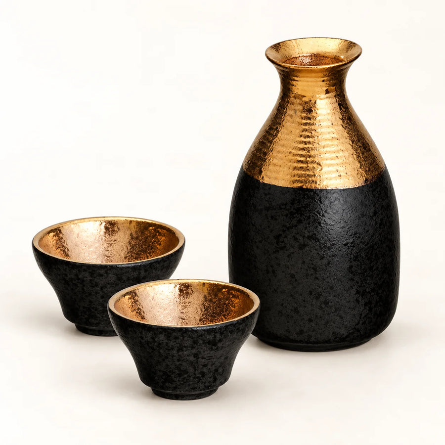 Nakanobu Ceramic Sake Bottle or Cup, Japanese Drinkware, Set