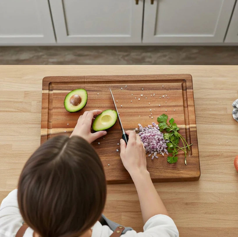 Acacia Wood Cutting Board Bundle | Large + Compact Board + Oil Set