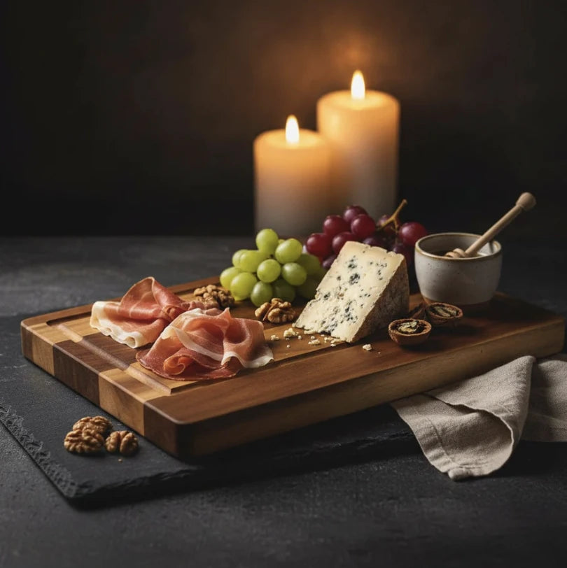 Acacia Wood Cutting Board Bundle | Large + Compact Board + Oil Set