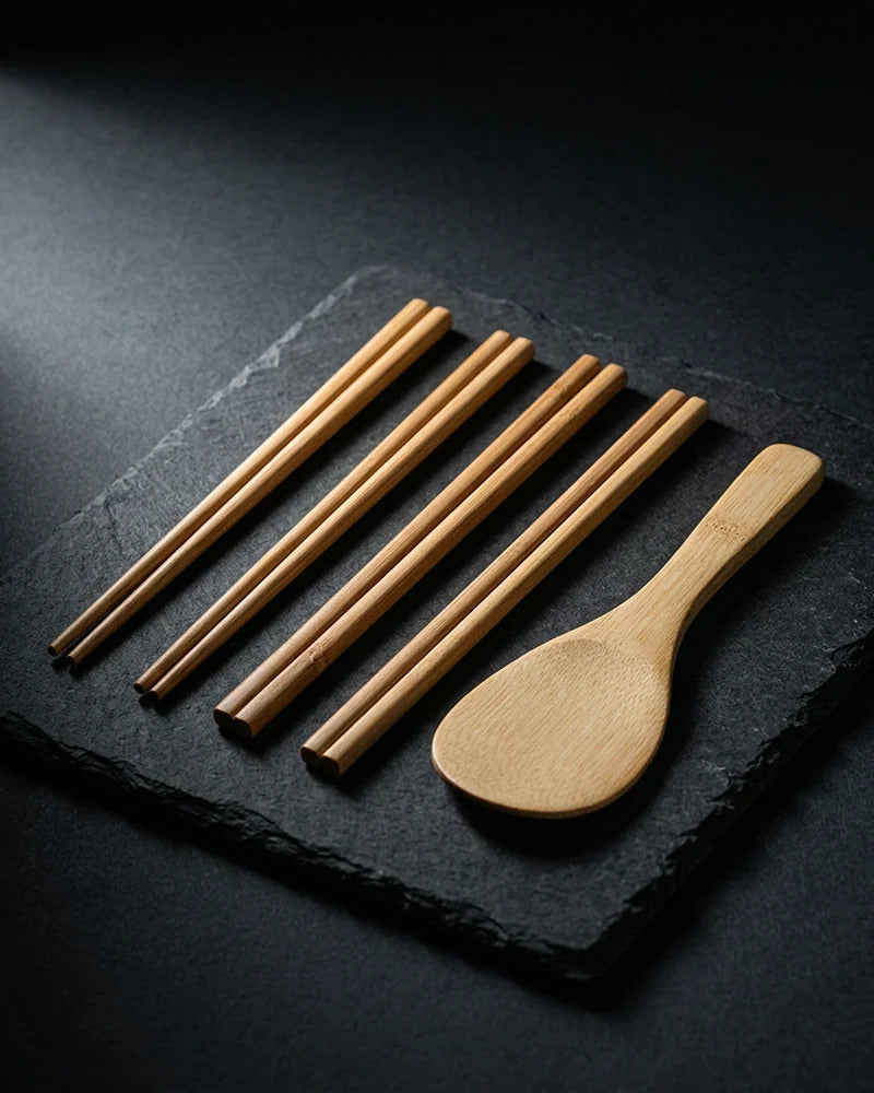 Akihiko Bamboo Chopsticks & Rice Spoon Set of 5 product photo