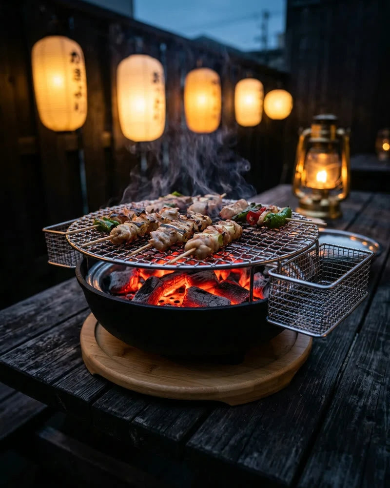 Akira Barbecue – Cast Iron with Wooden Base lifestyle photo