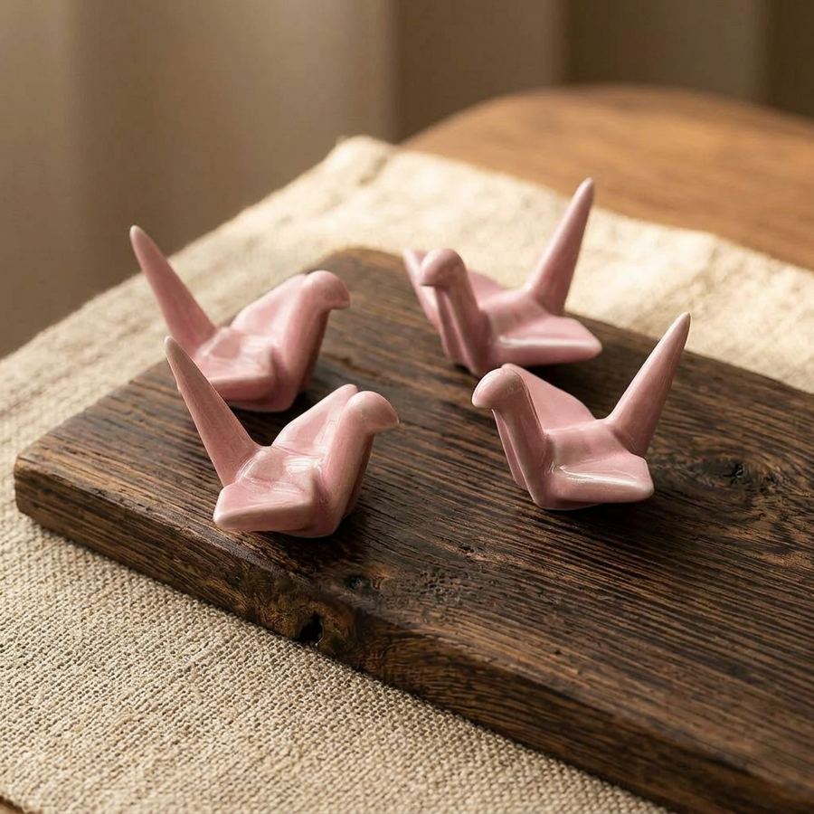 4 Chopsticks Holders Origami Pink product image