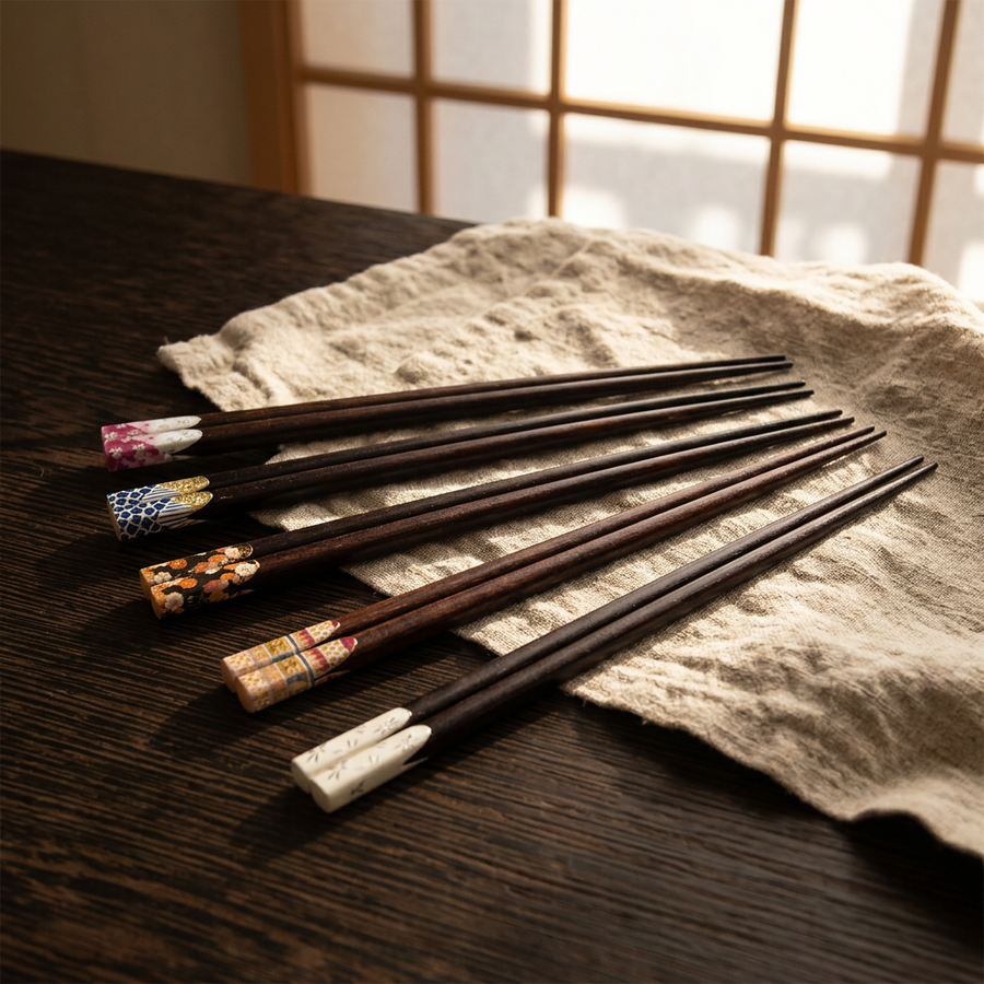 Wooden Chopsticks Koriyama (Set of 10 Pairs, 5 Colors) product image