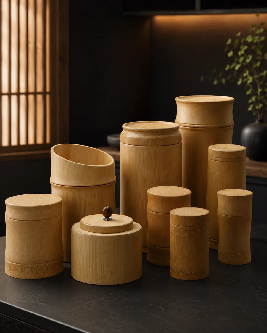 Bamboo Tea Storage Canister – Natural Kitchen Storage Jar for Matcha, Tea & Sugar