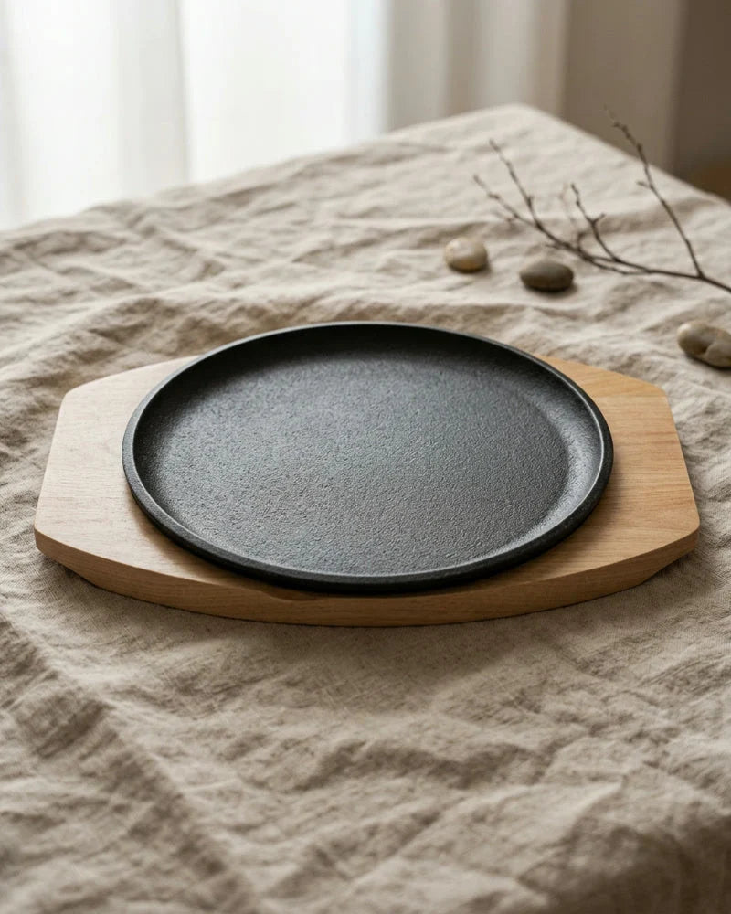 Uta BBQ Plate – Cast Iron & Wood product photo