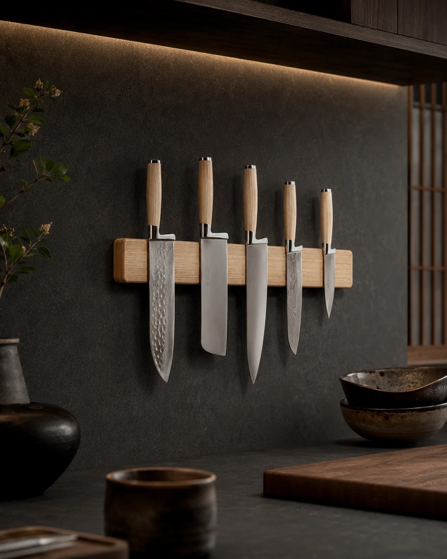 Beech Wood Magnetic Knife Rack – Wall Mounted Knife Holder