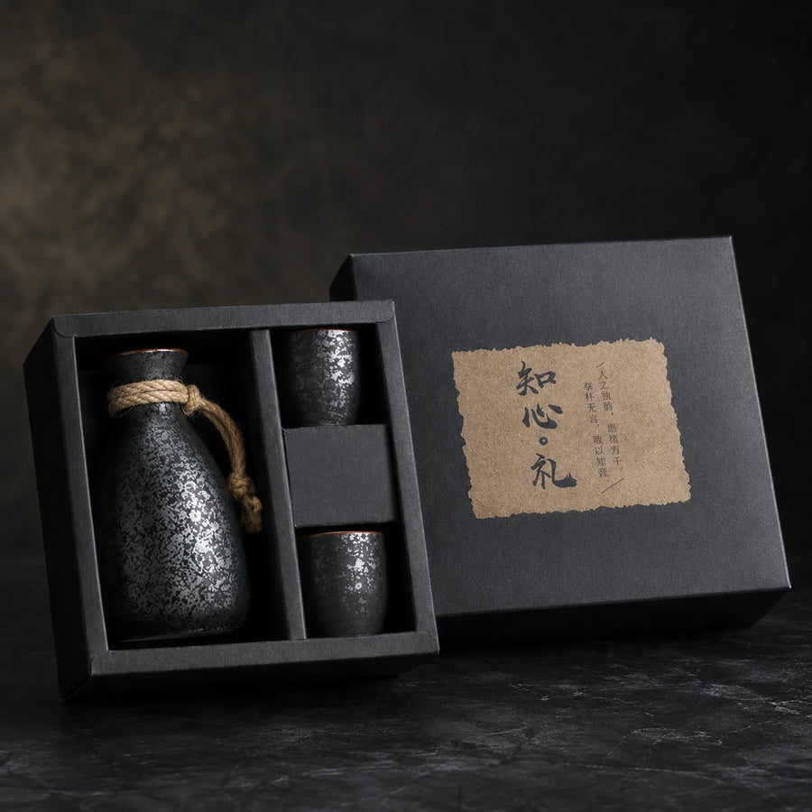 Ceramic Sake Set Gift Box with Pot and Cups