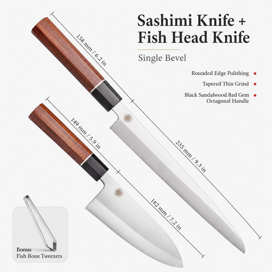 Yanagiba Sashimi Knife for Fish & Sushi – With Cover Options - Knife + cover product photo 3