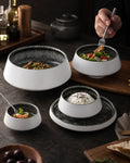 Grey Ceramic Serving Bowl & Plate Series