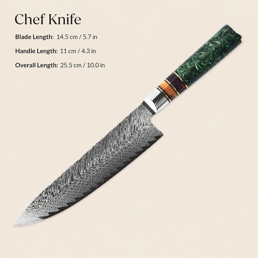 Damascus Pattern Kitchen Knife Collection – Individual Knives - Nakiri Knife product photo 2