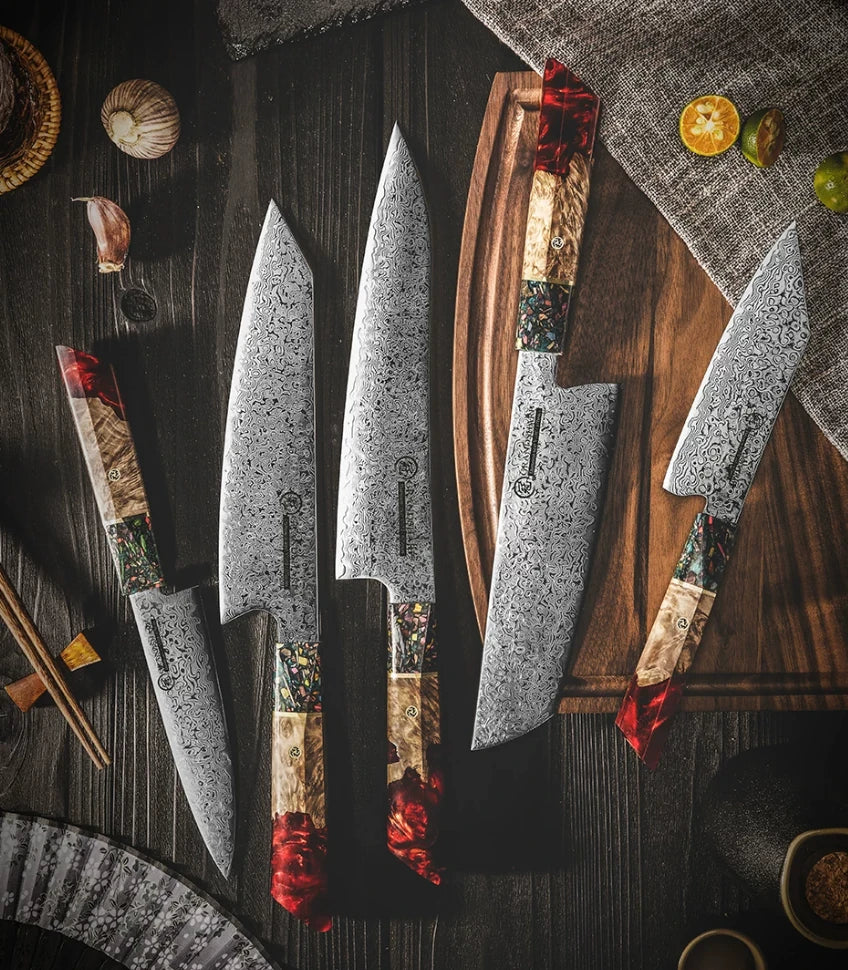 67-Layer Damascus Steel Knife Set – AUS-10 Japanese Kitchen Knives