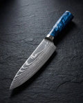Damascus Print Epoxy Sapphire Chef Knife 20 cm