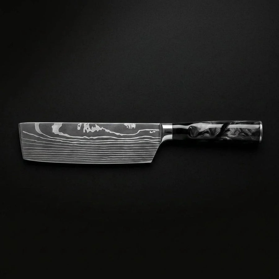 Damascus Print Onyx Epoxy Nakiri Knife product photo