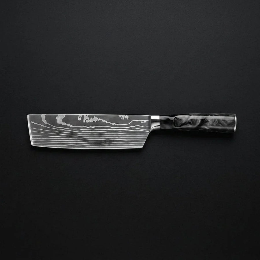 Damascus Print Onyx Epoxy Nakiri Knife product image