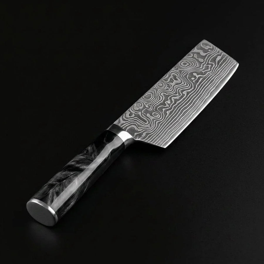 Damascus Print Onyx Epoxy Nakiri Knife product image
