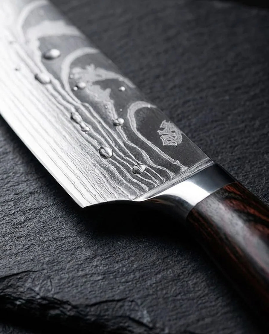 Damascus Print Small Santoku 13 cm detail photo