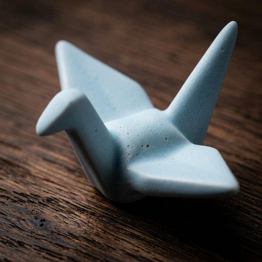 4 Chopstick Holders Origami Light Blue detail photo