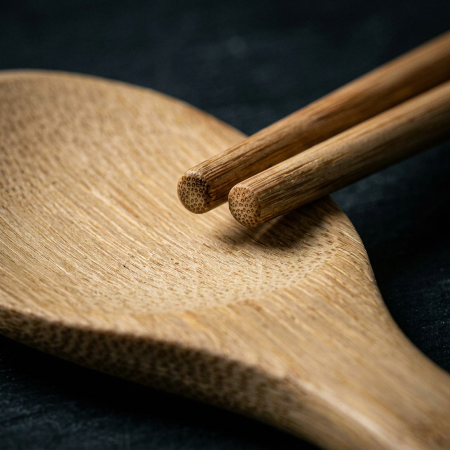 Akihiko Bamboo Chopsticks & Rice Spoon Set of 5 detail photo