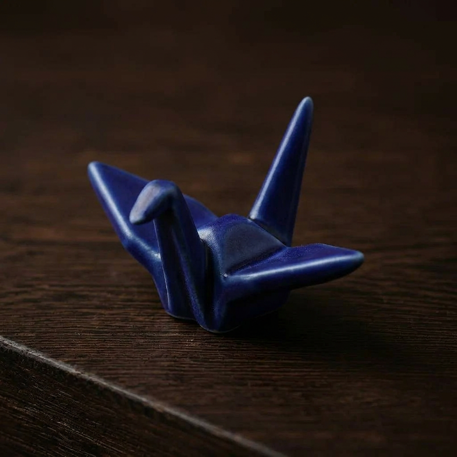 4 Chopsticks Holders Origami Blue detail photo