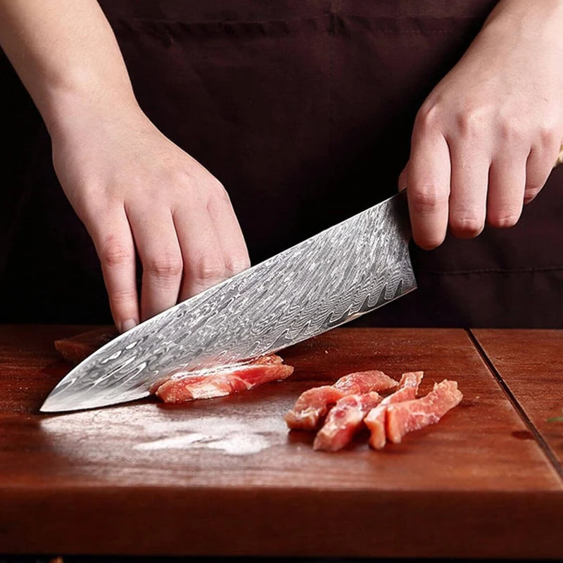 Epoxy Ruby Damascus Chef Knife 20 cm