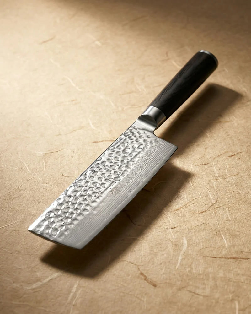 Hammered Damascus BR Nakiri Knife 18cm product photo