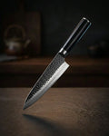 Hammered Stainless Steel Black Chef Knife 20 cm