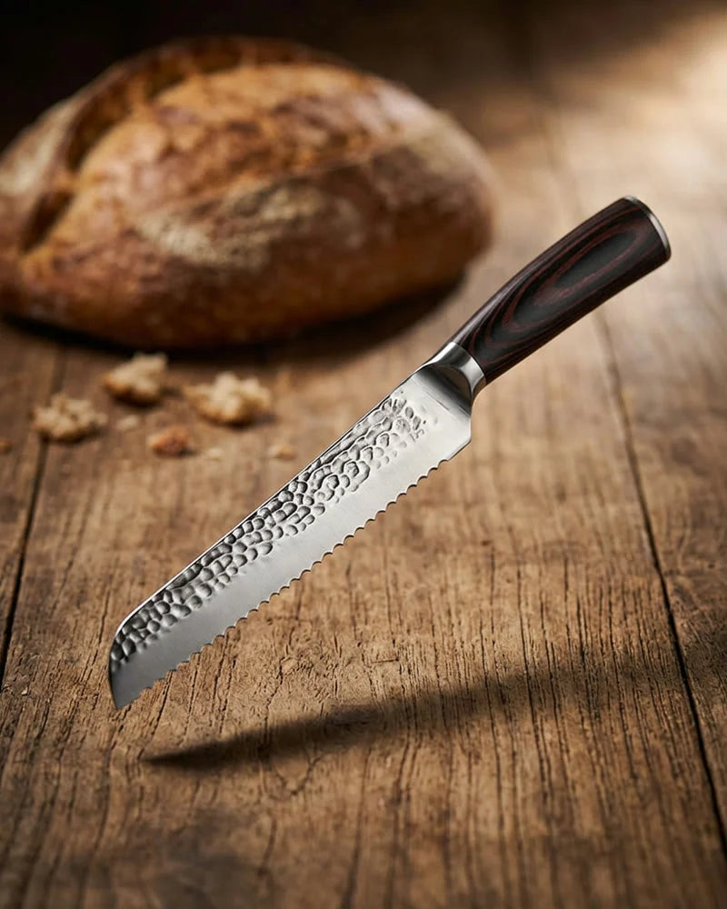 Hammered Stainless Steel Bread Knife 20 cm product photo