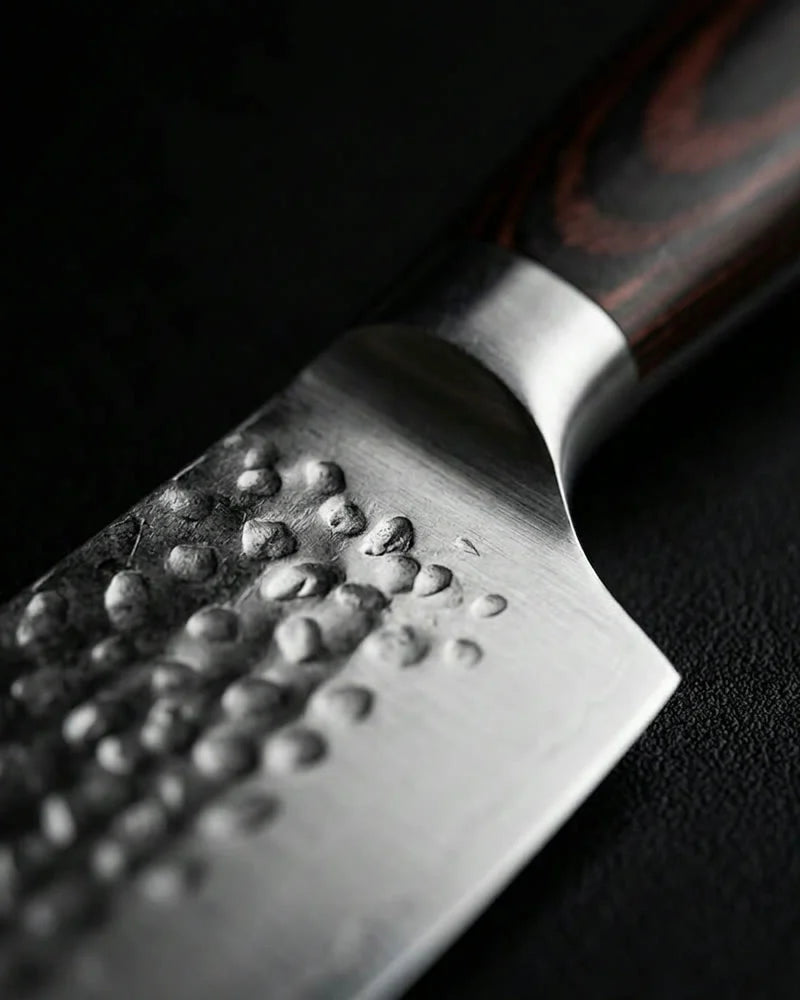 Hammered Stainless Steel Chef Knife 20 cm detail photo
