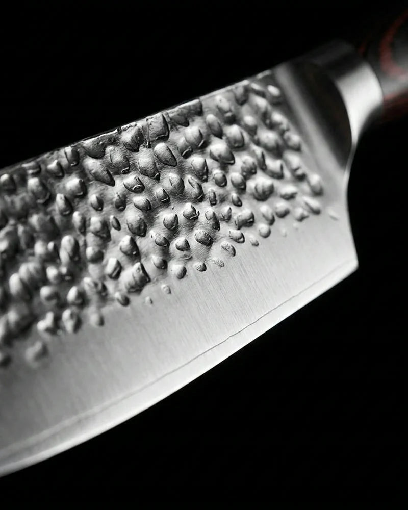 Hammered Stainless Steel Nakiri Knife 18cm detail photo